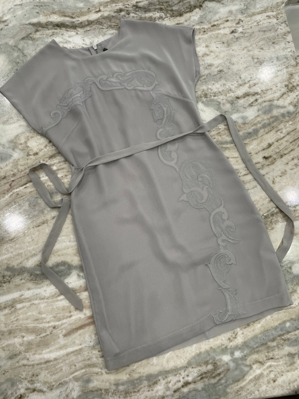 NWT Armani Exchange Grey Embroidered Sheath Dress Size 0